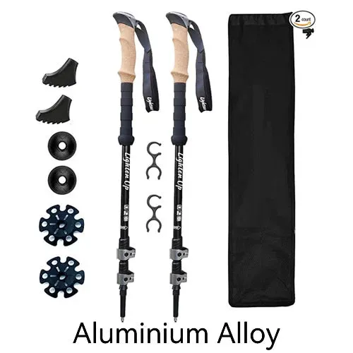 2pcs Carbon Fiber Collapsible Telescopic Trekking Poles: Lightweight Hiking and Climbing Sticks