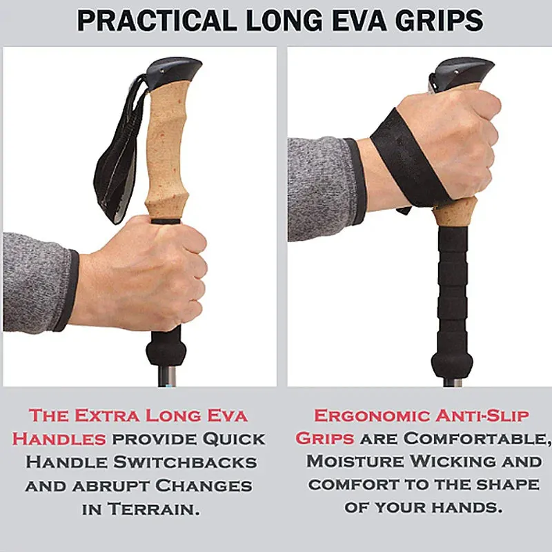 2pcs Carbon Fiber Collapsible Telescopic Trekking Poles: Lightweight Hiking and Climbing Sticks