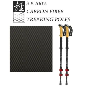 2pcs Carbon Fiber Collapsible Telescopic Trekking Poles: Lightweight Hiking and Climbing Sticks