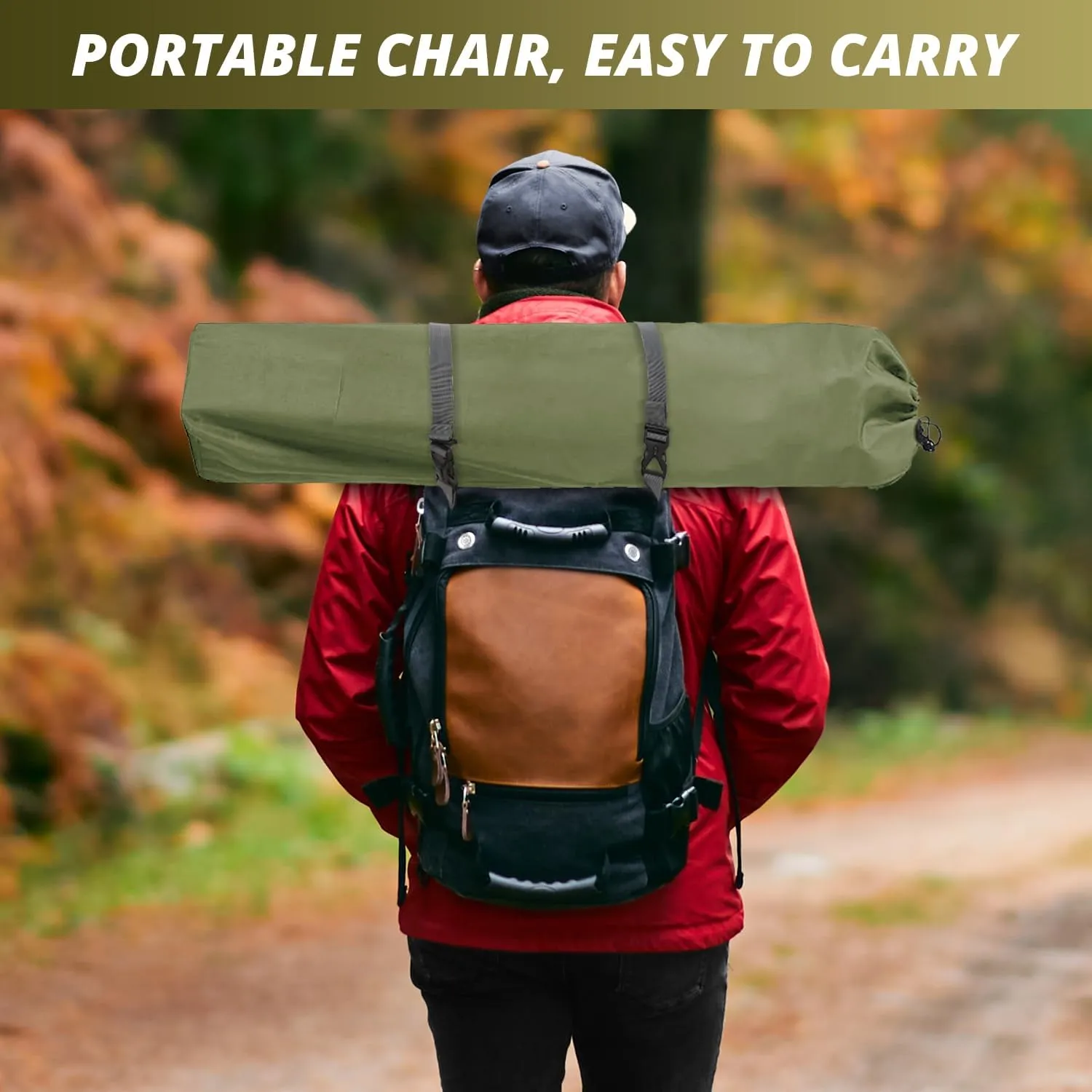 2PCS Folding Outdoor Beach Camp Chair with Cup Holder, Storage Pocket, Waterproof Bag Outdoor Arm Chair, Supports 225LBS, Green