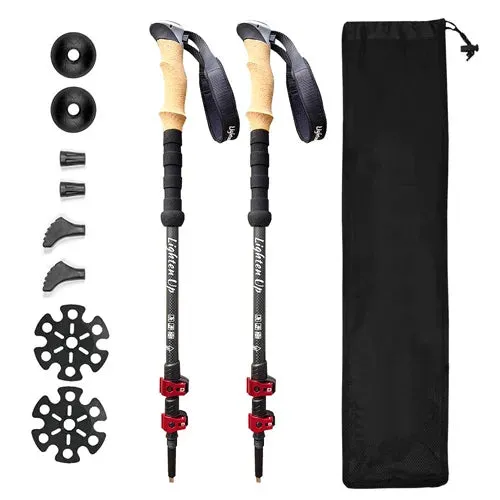 2Pcs Ultralight Foldable Carbon Fiber Trekking Poles: Walking Sticks and Hiking Canes