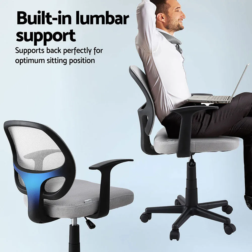 2x Mesh Office Chair Computer Gaming Desk Chairs Work Study Mid Back Grey