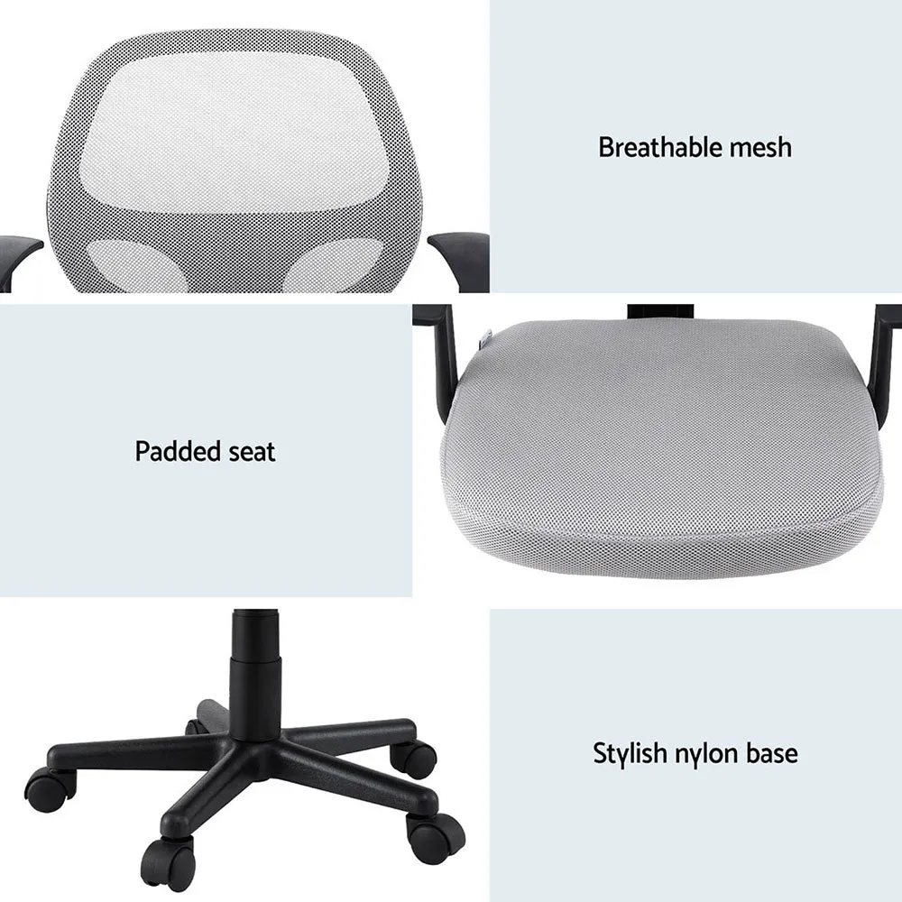 2x Mesh Office Chair Computer Gaming Desk Chairs Work Study Mid Back Grey