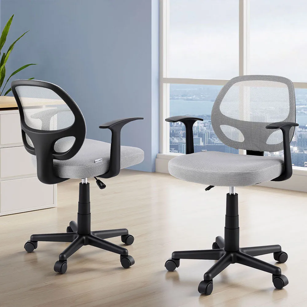 2x Mesh Office Chair Computer Gaming Desk Chairs Work Study Mid Back Grey