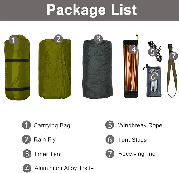 3-4 Season 2 3 Person Lightweight Backpacking Tent Windproof Camping Tent Awning Family Tent Two Doors Double Layer with Aluminum rods for Outdoor Camping Family Beach Hunting Hiking Travel