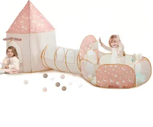3 in 1 Kids Play Tent with Tunnel, Pop Up Play Tent with Ball Pits for Toddlers and Playhouse Kids Indoor & Outdoor, Perfect Kid’s Gifts