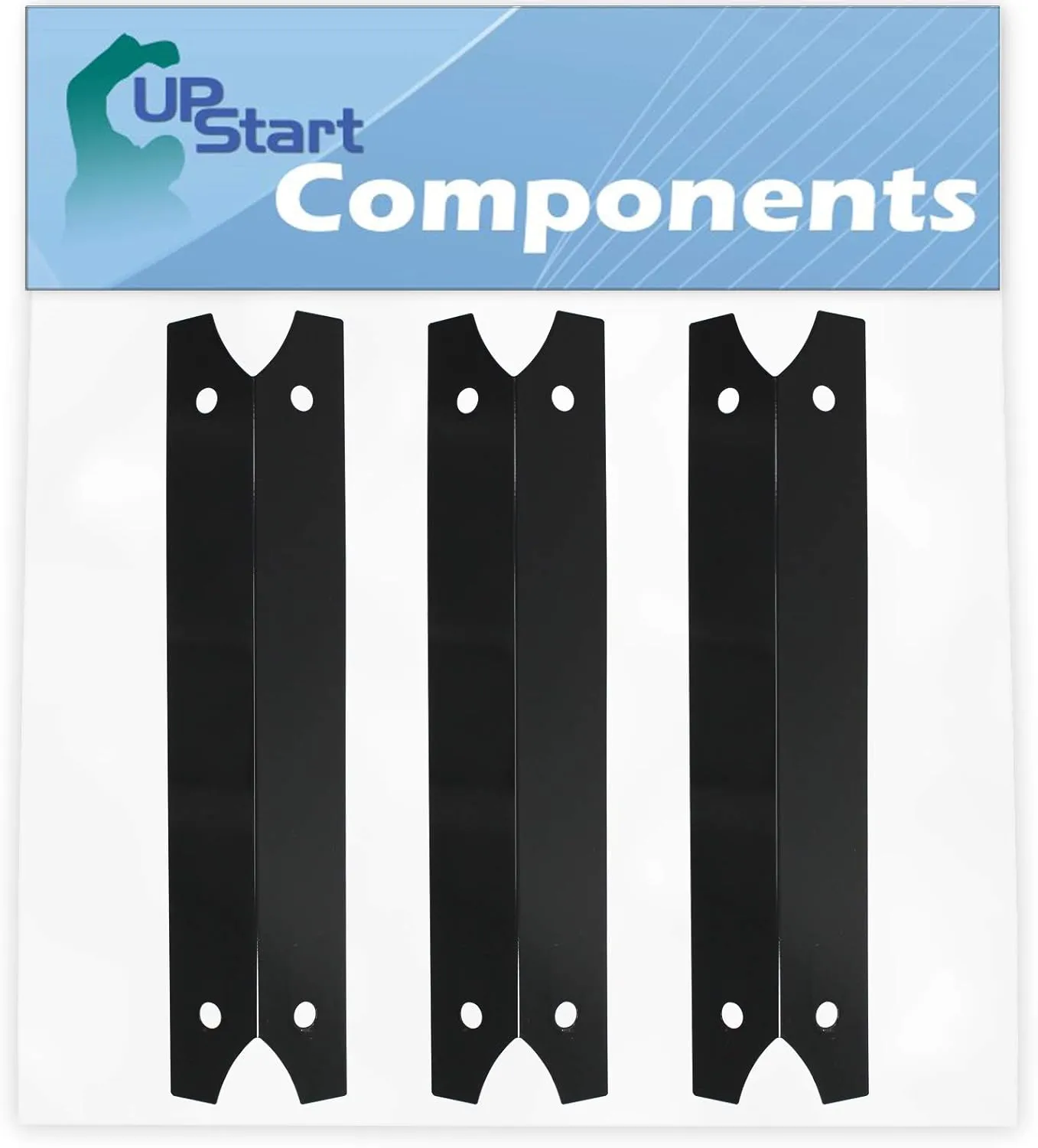 3 Pack BBQ Grill Heat Shield Plate Tent Replacement for Brinkmann 810 4580 S, Charmglow 810 7600 S, Charmglow 810 7440 S, Brinkmann 810 1575 W - bbq Porcelain Steel Flame Tamer, Burner Cover 17 3/4"