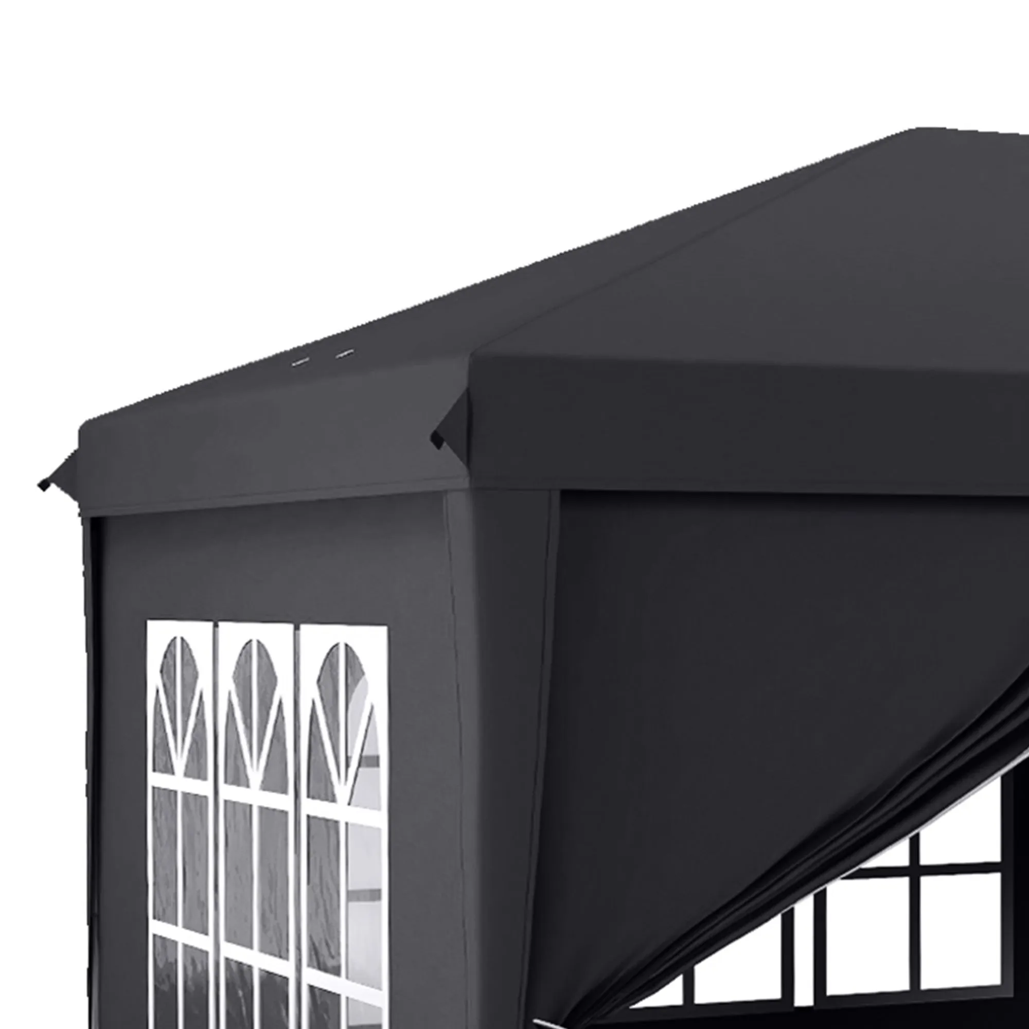 3 x 6 m Garden Pop Up Gazebo, Wedding Party Tent Marquee, Water Resistant Awning Canopy with Sidewalls, Windows, Carry Bag, Grey