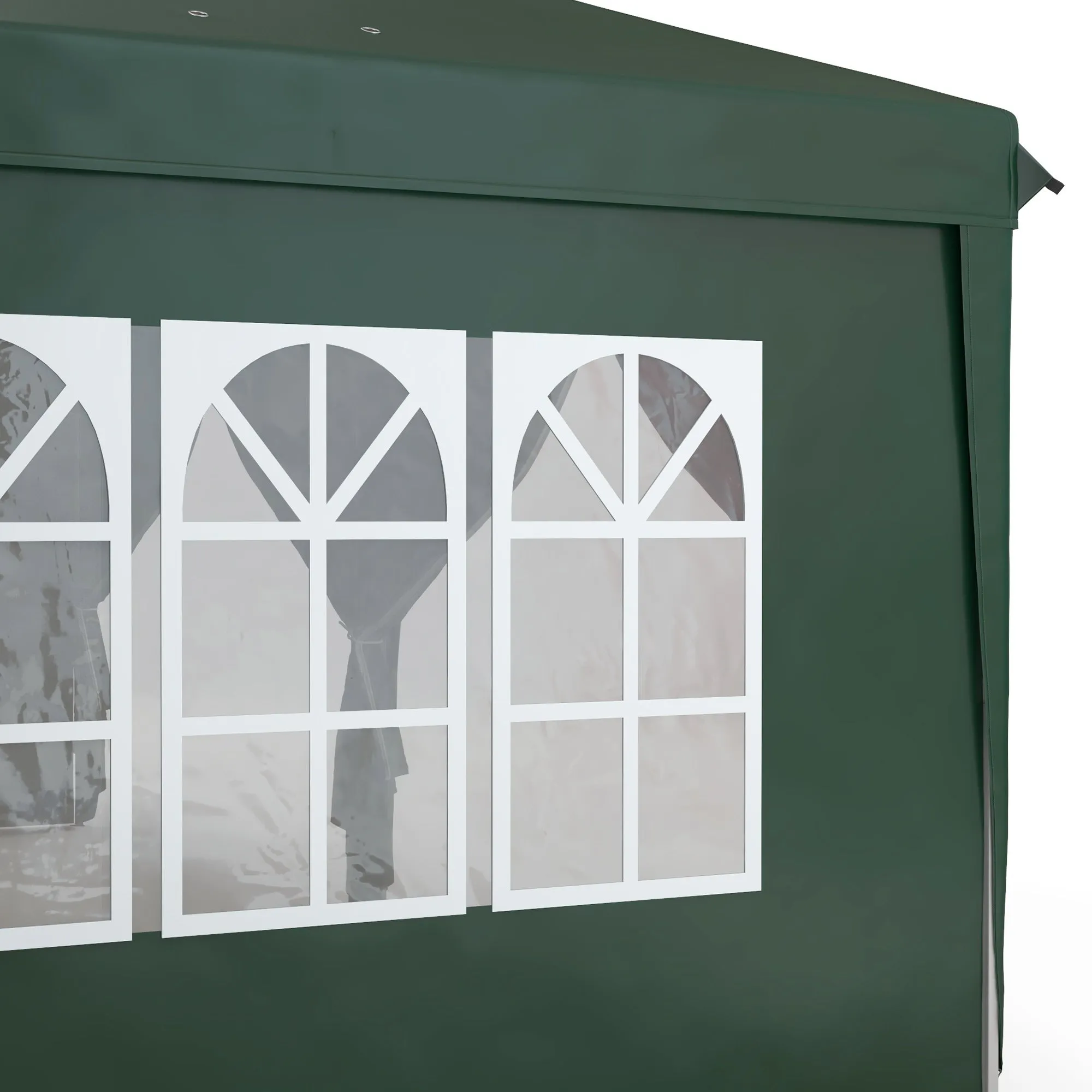3 x 6 m Pop Up Gazebo with Sides and Windows, Height Adjustable Wedding Camping Party Tent Canopy Marquee with Storage Bag for Garden, Event, Green