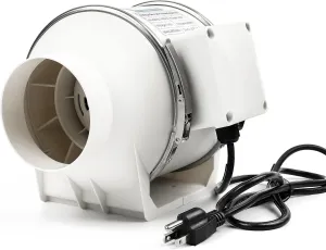 4 Inch Duct Fan, Inline Ventilation Exhaust Fan, 280 CFM Duct Intake High Efficiency Air Fan for Vent Bathroom, Kitchen, Grow Tent, Hydroponics, 3D Printer