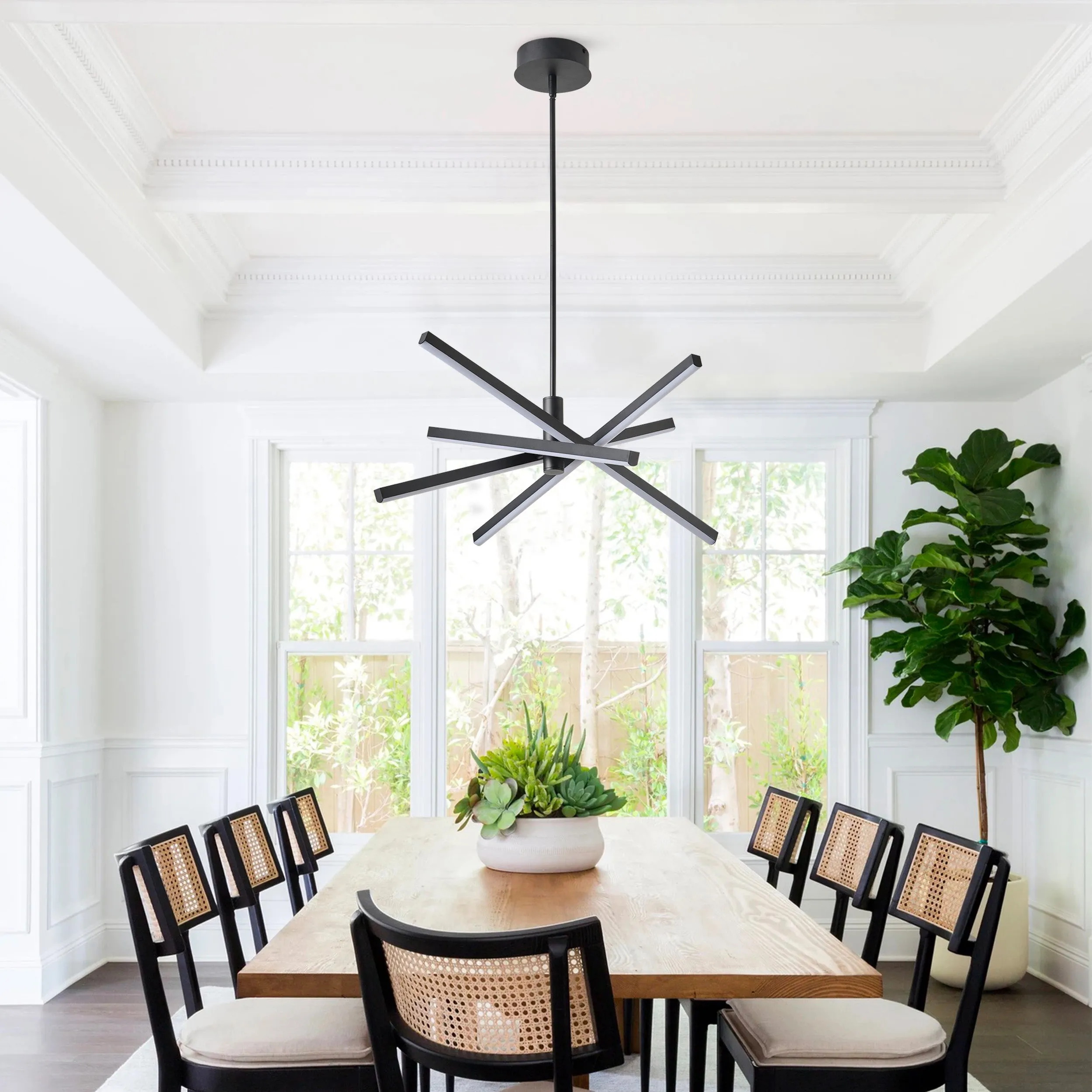 4-Light Modern Linear Black LED Ceiling Light