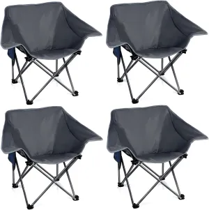4 Pack Portable Camping Chair Compact Collapsible Outdoor Folding Sports Chairs for Adults Heavy Duty Camp Sporting Events Park Lawn 400 Lbs Black Gray
