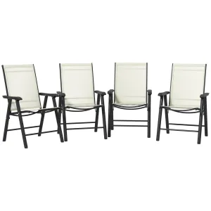4-Piece Folding Dining Chair Set for Relaxing on Patio, Balcony, or Garden, Comfortable Outdoor Furniture with Armrests, Beige