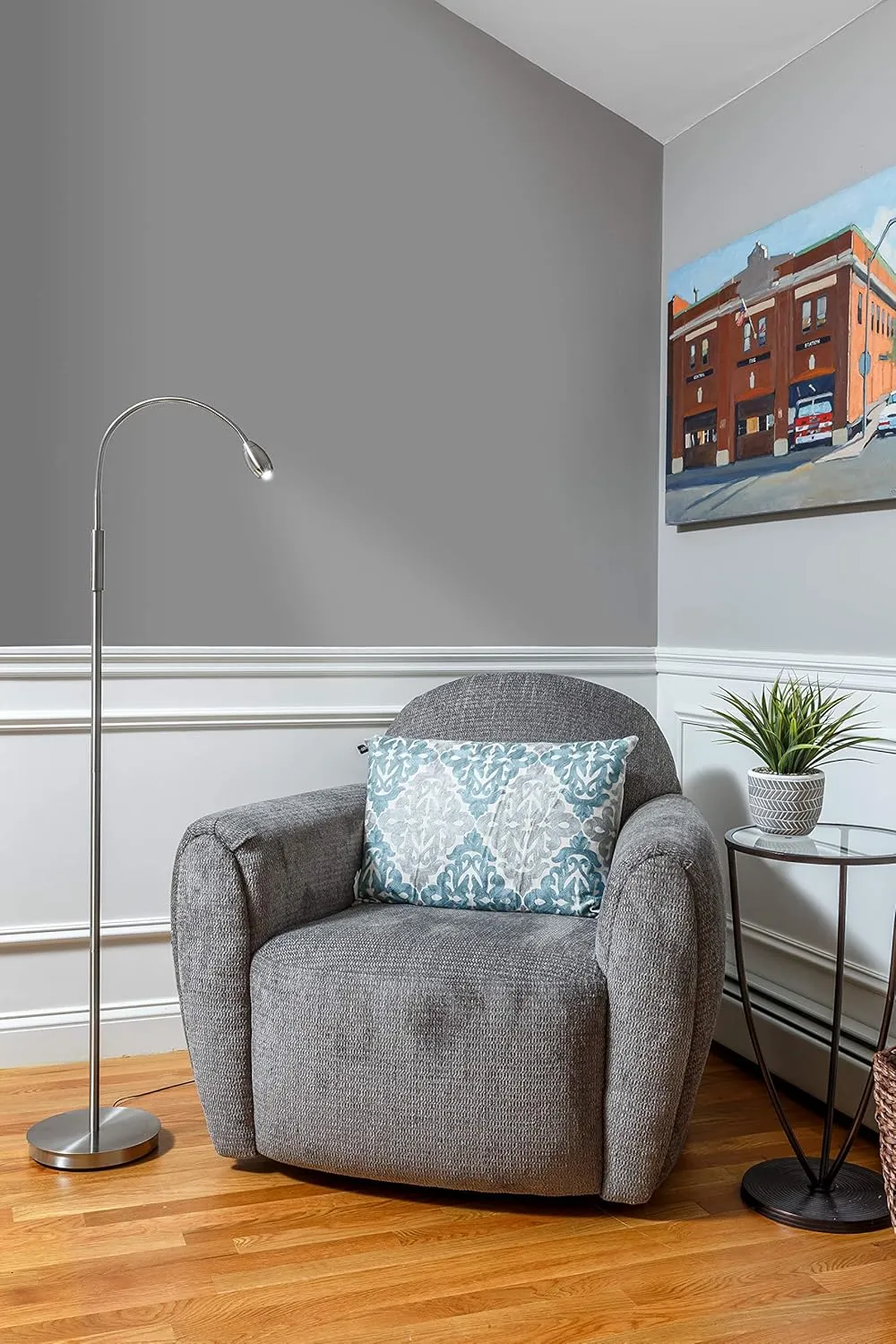 402071-15, FOCUS Adjustable Beam LED Floor Lamp,Metal, Nickel