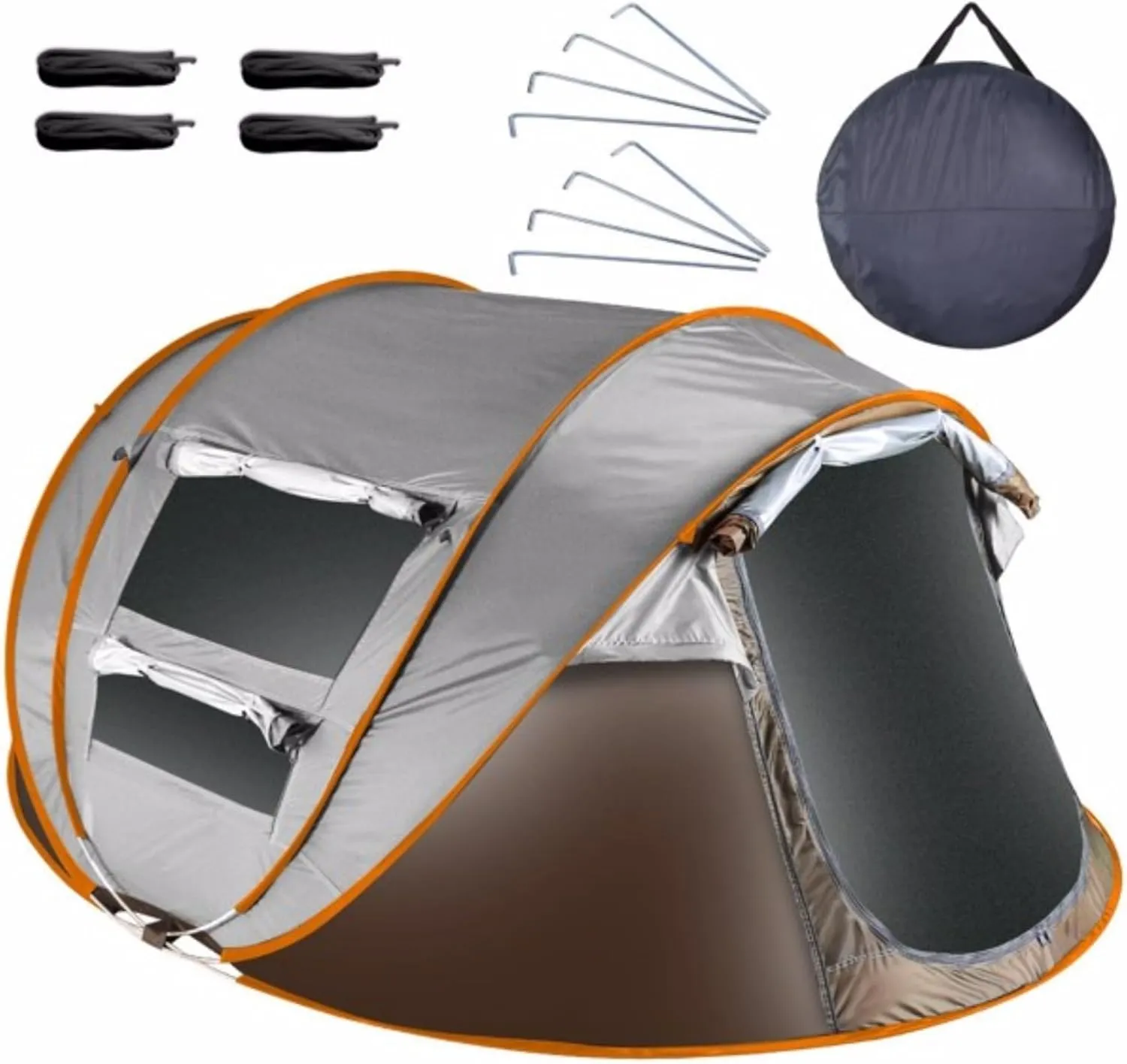 5-8 Person Pop-up Tent, Outdoor Sunshade, Self-Putting Camping Tent Waterproof Instant Build Tent with 4 Mosquito Net Windows Portable Bag for Hiking Mountaineering Adventure Fishing