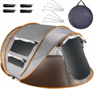 5-8 Person Pop-up Tent, Outdoor Sunshade, Self-Putting Camping Tent Waterproof Instant Build Tent with 4 Mosquito Net Windows Portable Bag for Hiking Mountaineering Adventure Fishing