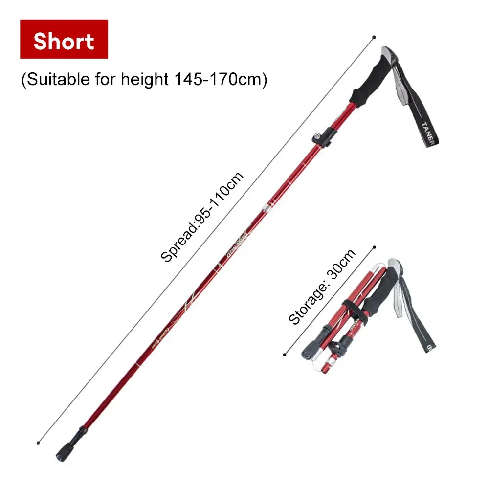 5-Section Folding Trekking Pole Aluminum Alloy Walking Stick Outdoor Hiking Climbing Pole Elderly Canes with Storage Bag