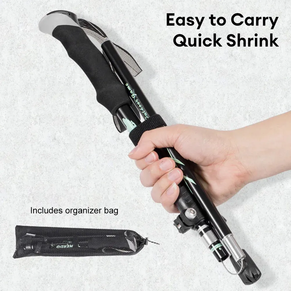 5-Section Folding Trekking Pole Aluminum Alloy Walking Stick Outdoor Hiking Climbing Pole Elderly Canes with Storage Bag