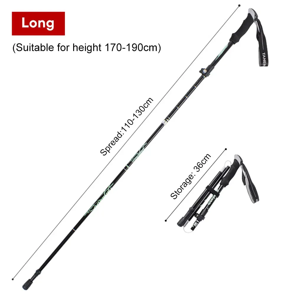 5-Section Folding Trekking Pole Aluminum Alloy Walking Stick Outdoor Hiking Climbing Pole Elderly Canes with Storage Bag