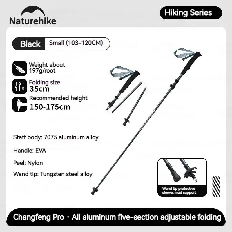 5-Section Folding Trekking Pole: Carbon Fiber and Aluminum Alloy Ultralight Walking Stick for Hiking and Climbing