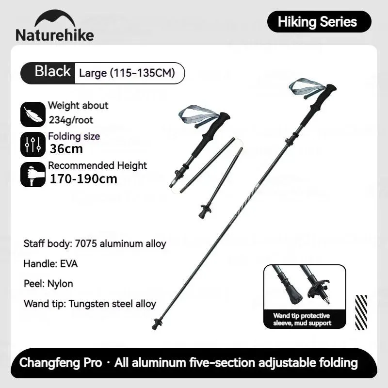 5-Section Folding Trekking Pole: Carbon Fiber and Aluminum Alloy Ultralight Walking Stick for Hiking and Climbing