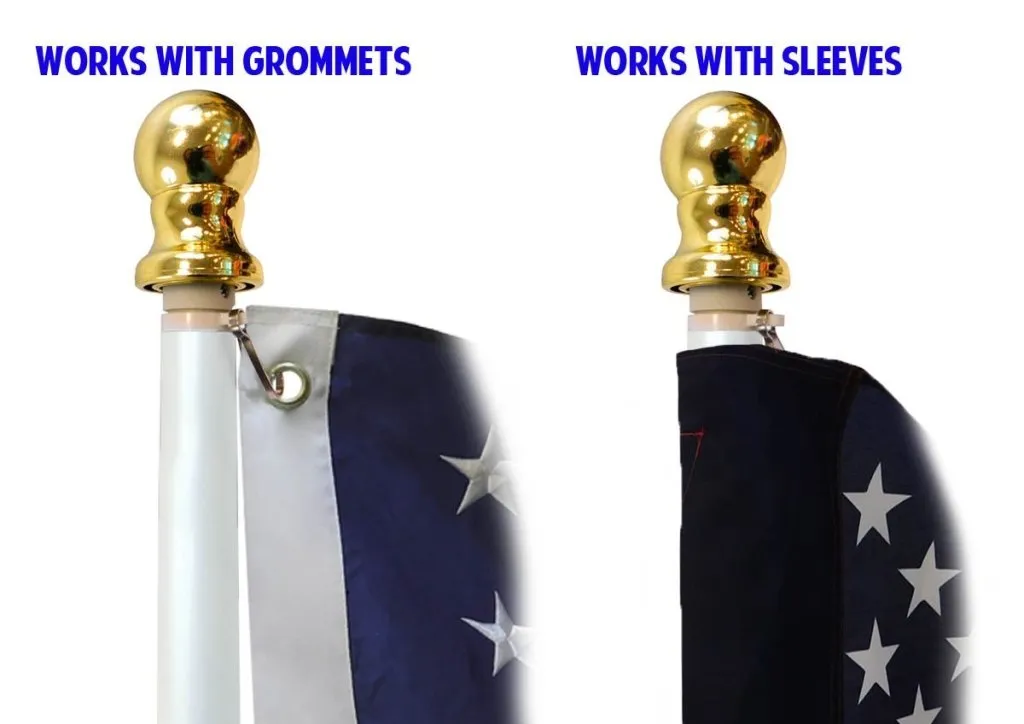 5ft Spinning Stabilizer Flag Pole & Adjustable Bracket Kit (White)