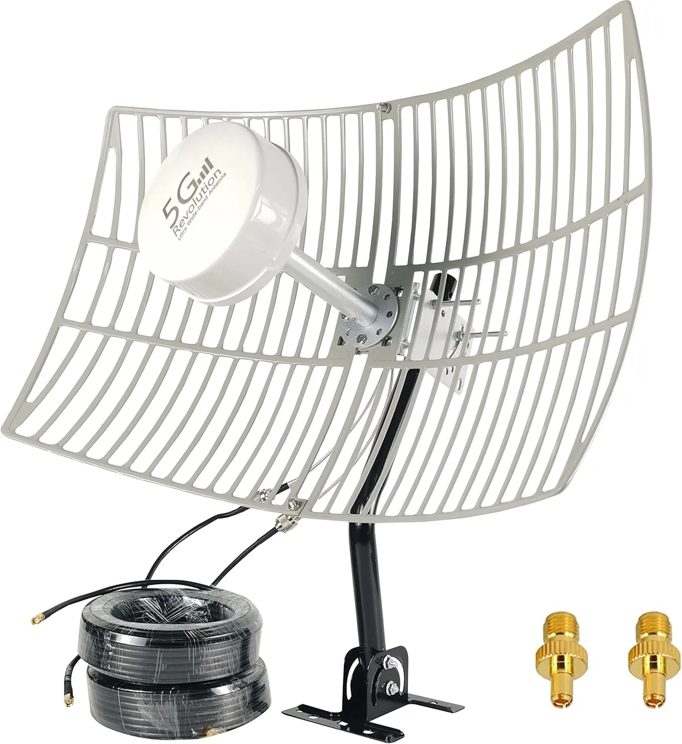 5G MIMO Antenna 4G LTE Outdoor 2x2 MIMO Parabolic Antennas Directional WiFi Antenna Long Range for 5G 4G LTE WiFi Hotspot Modem Router 698-6000MHz 30dBi with SMA TS9 Cable Pole(Full kit)