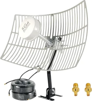 5G MIMO Antenna 4G LTE Outdoor 2x2 MIMO Parabolic Antennas Directional WiFi Antenna Long Range for 5G 4G LTE WiFi Hotspot Modem Router 698-6000MHz 30dBi with SMA TS9 Cable Pole(Full kit)
