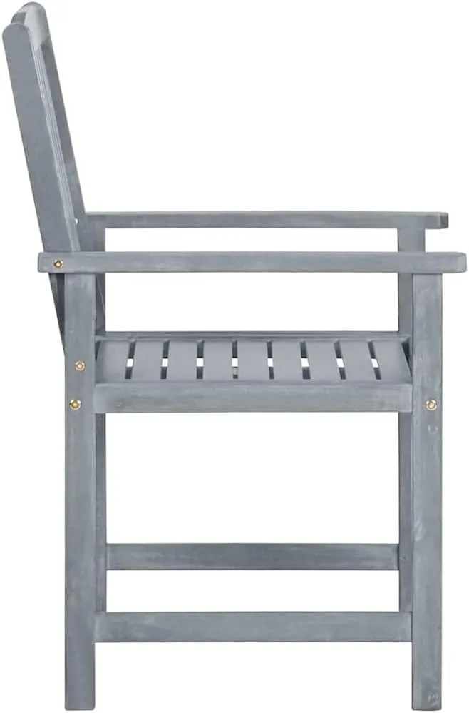 6-Piece Solid Acacia Wood Patio Chairs Set with Gray Cushions, Outdoor Furniture for Poolside Backyard Lawn Tanning Lounge (Gray Wash Finish, Weather-Resistant)