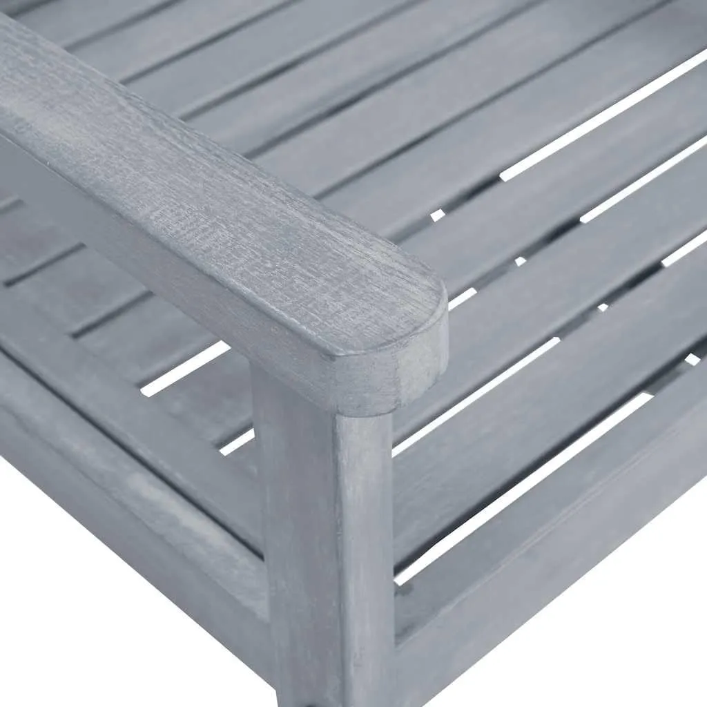6-Piece Solid Acacia Wood Patio Chairs Set with Gray Cushions, Outdoor Furniture for Poolside Backyard Lawn Tanning Lounge (Gray Wash Finish, Weather-Resistant)