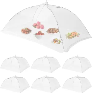 7 Packs Mesh Food Cover for Outside,1 Large 40"X24" and 6 Packs 17"X17" Pop-Up Mesh Screen Food Tent Umbrella Reusable and Collapsible Food Net for Picnic Accessories and Outdoor Party Home Use