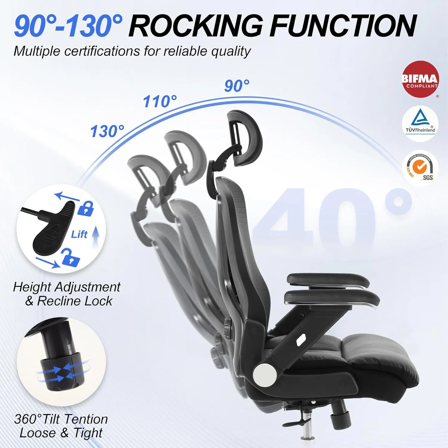 700lbs Ergonomic Office Chair,Upgrade Big and Tall Office Chairs for Heavy People,Mesh High Back Desk Chair with 5D Flip Arms Large Wheels,Adjustable Headrest & Lumbar Support,Wide Executive Chairs