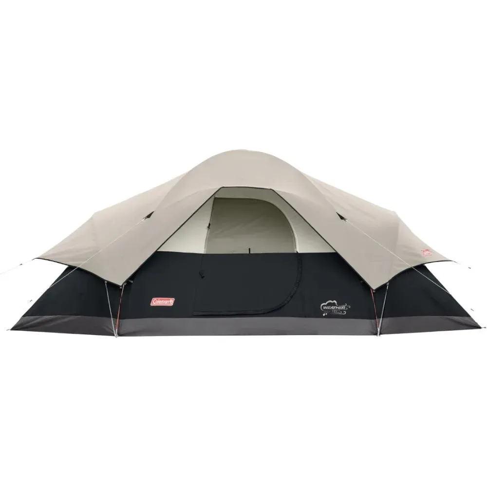 8-Person Camping Tent, Weatherproof Family Tent with Room Dividers, Rainfly, and Adjustable Ventilation