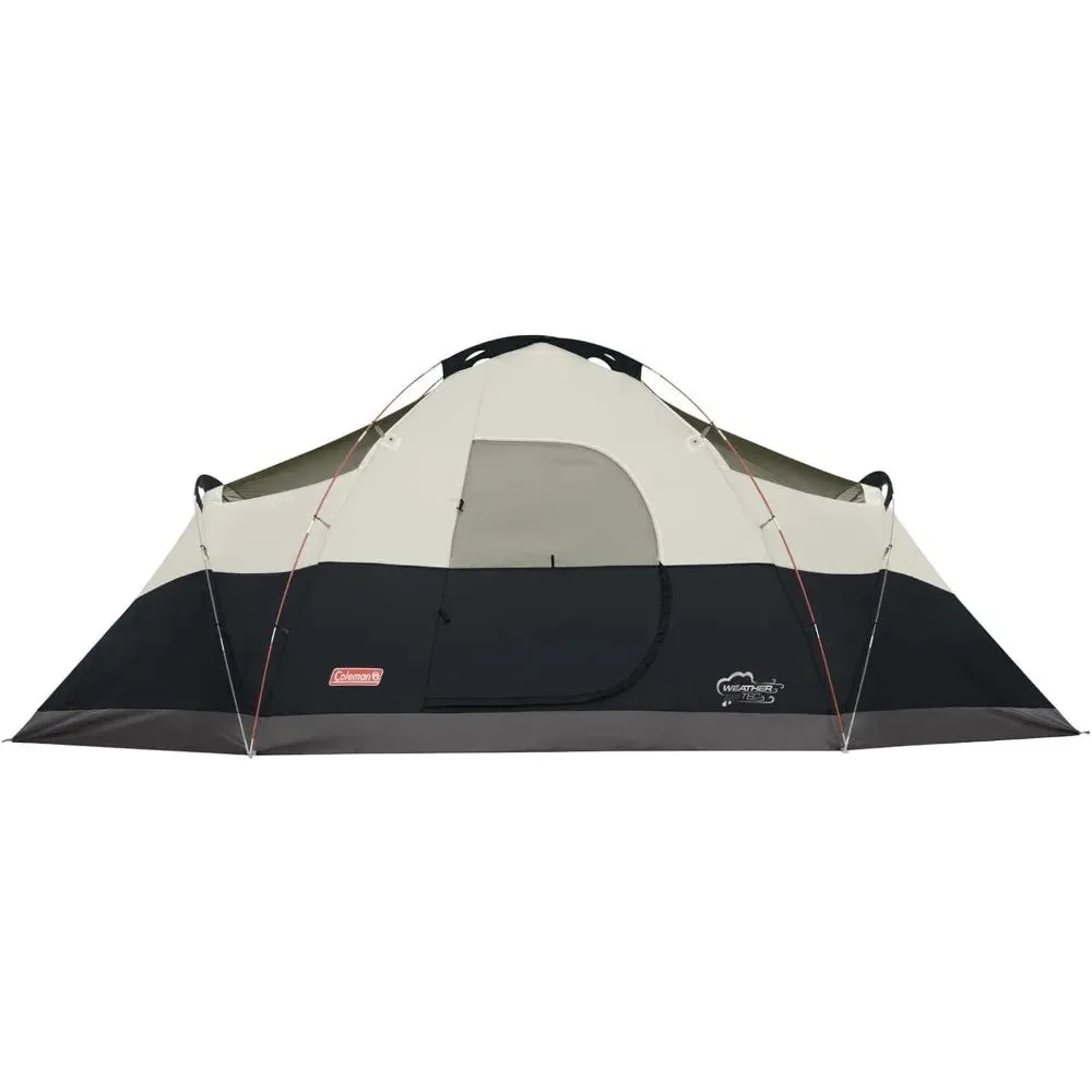 8-Person Camping Tent, Weatherproof Family Tent with Room Dividers, Rainfly, and Adjustable Ventilation