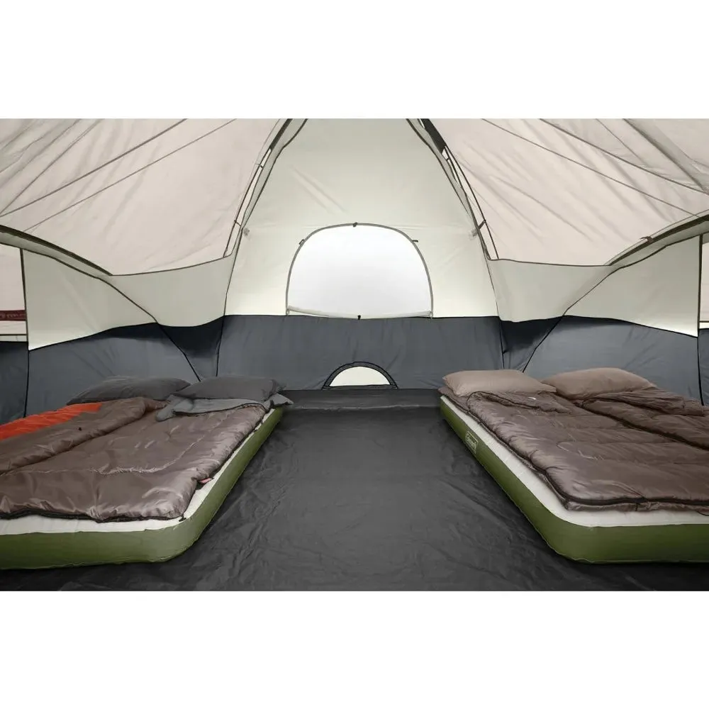8-Person Camping Tent, Weatherproof Family Tent with Room Dividers, Rainfly, and Adjustable Ventilation