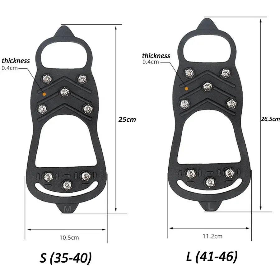8-Teeth Ice Gripper Spikes - Anti-Slip Crampons for Winter Hiking, Mountain Climbing, and Snow Walking