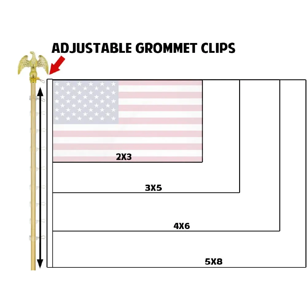 8ft Gold Aluminum Flag Pole (Eagle Top)