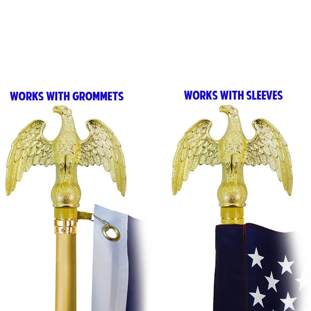 8ft Gold Aluminum Flag Pole (Eagle Top)