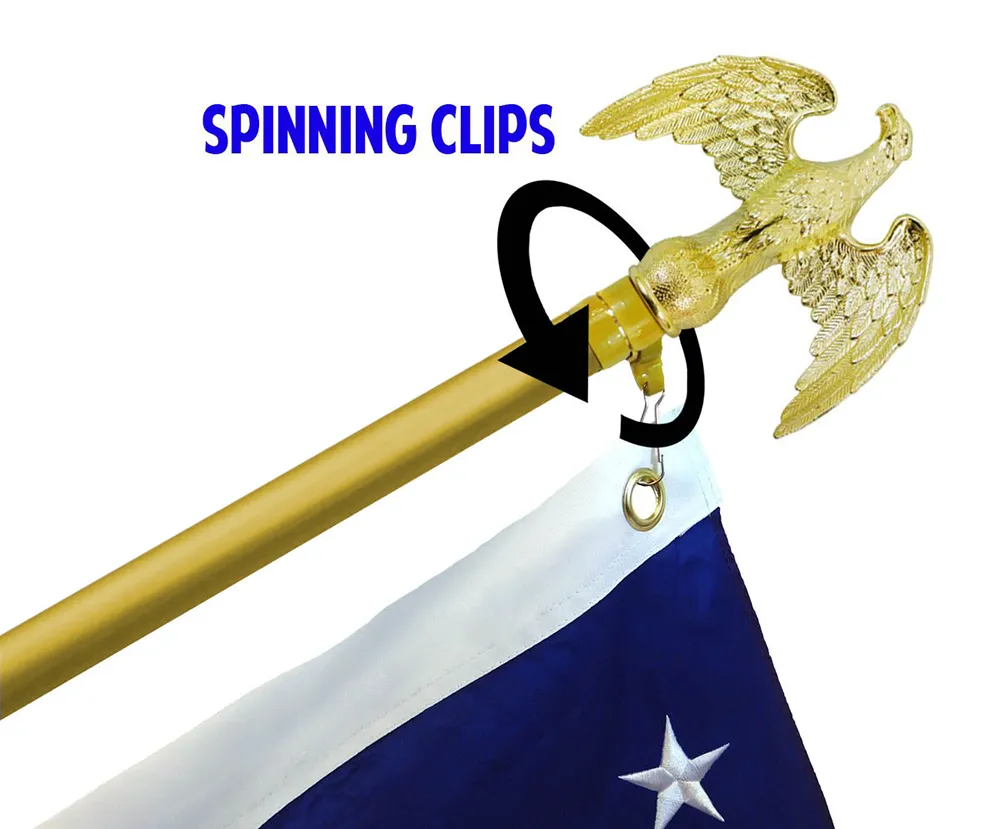 8ft Gold Aluminum Flag Pole (Eagle Top)