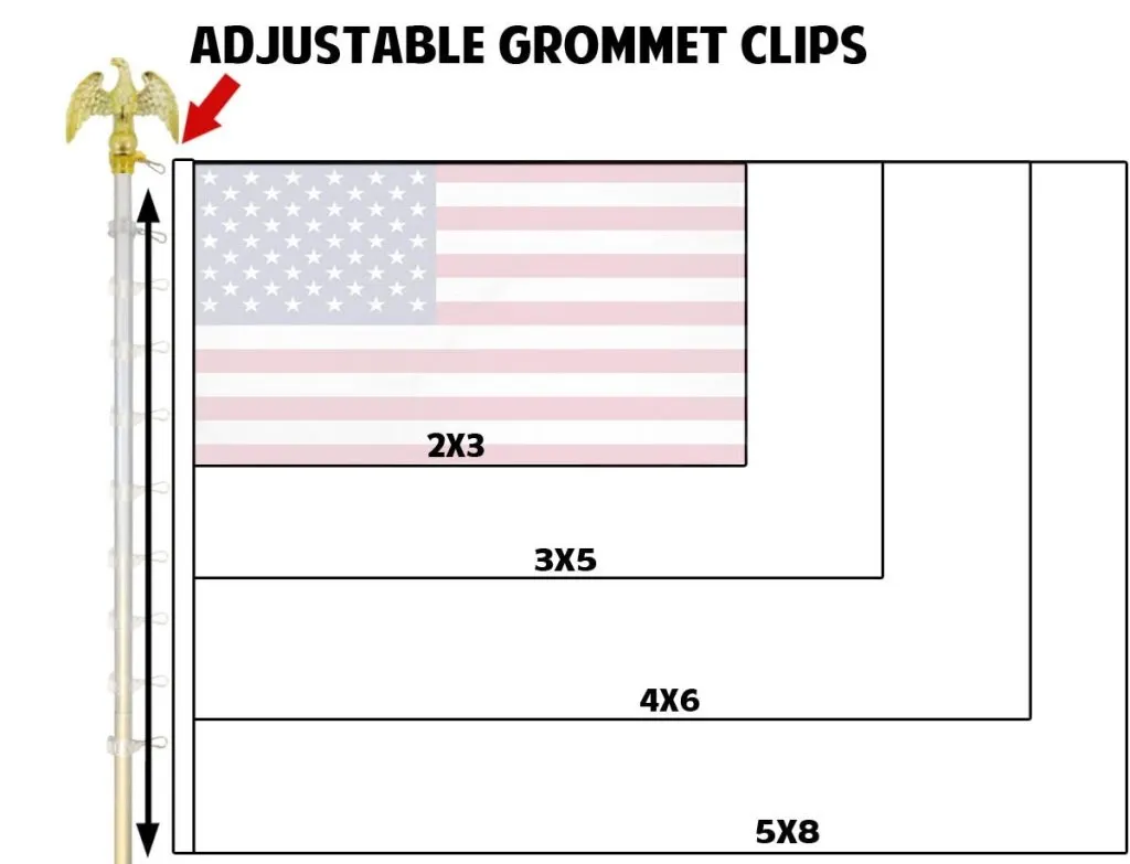 8ft Silver Aluminum Flag Pole (Eagle Top)