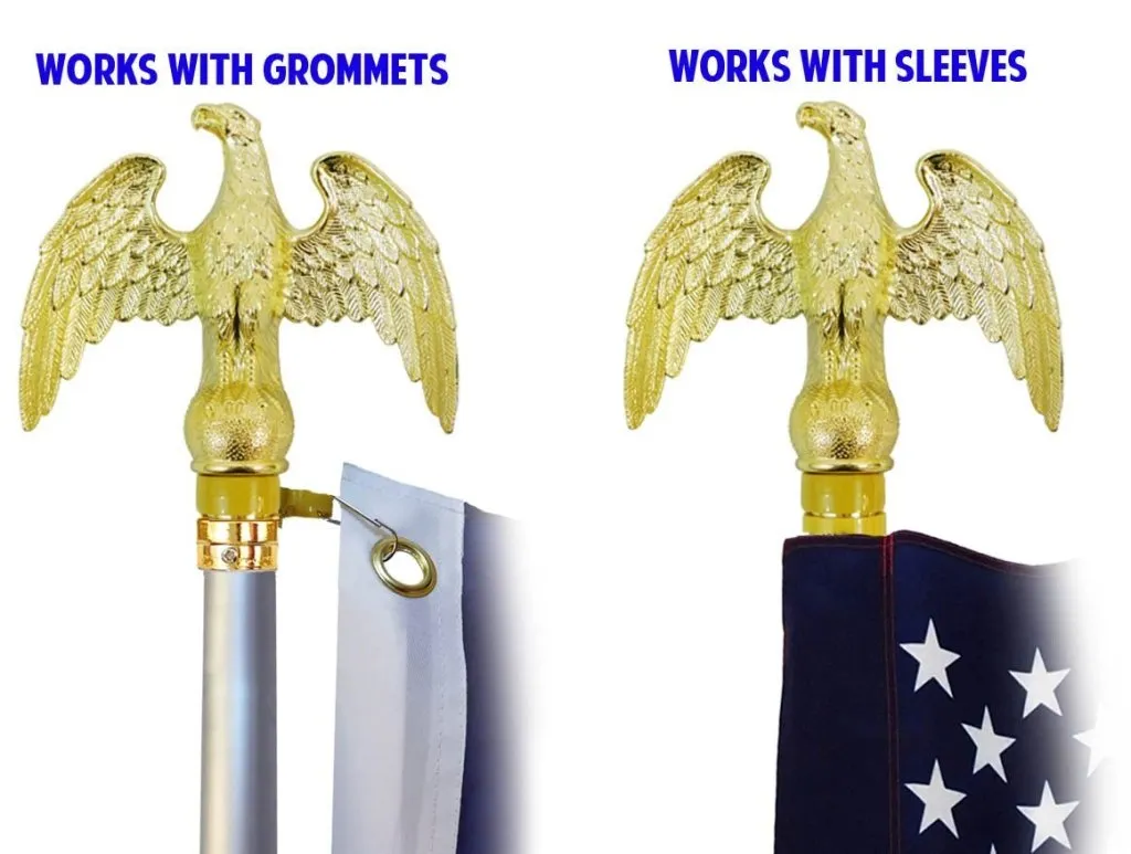 8ft Silver Aluminum Flag Pole (Eagle Top)