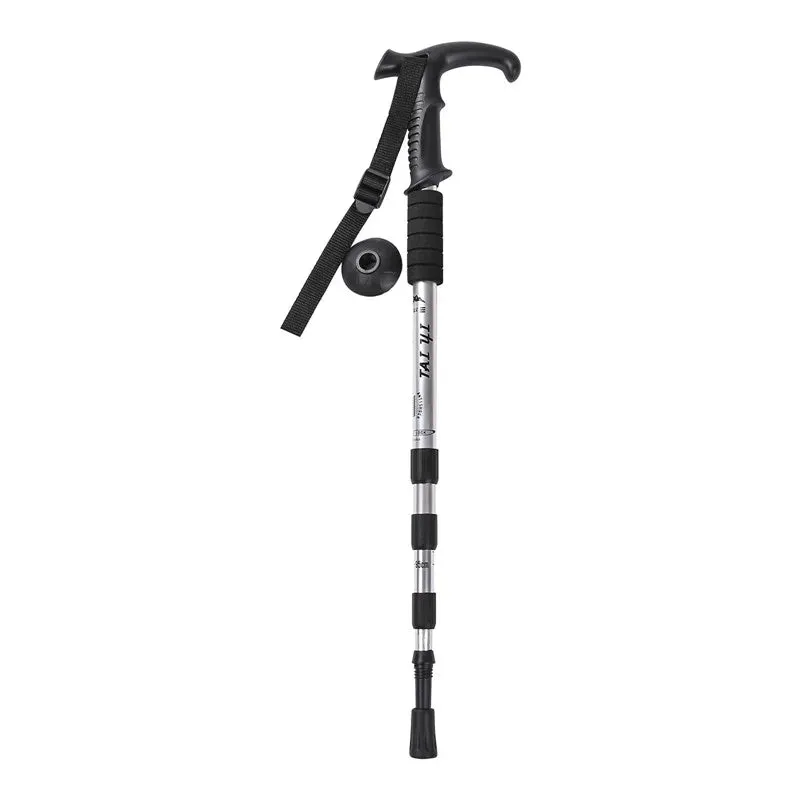 Adjustable High-Strength Alloy Trekking Pole - 110cm Wood Handle Hiking Accessory for Men and Women