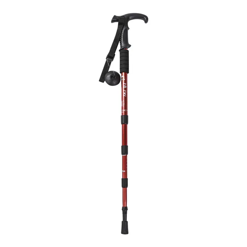 Adjustable High-Strength Alloy Trekking Pole - 110cm Wood Handle Hiking Accessory for Men and Women
