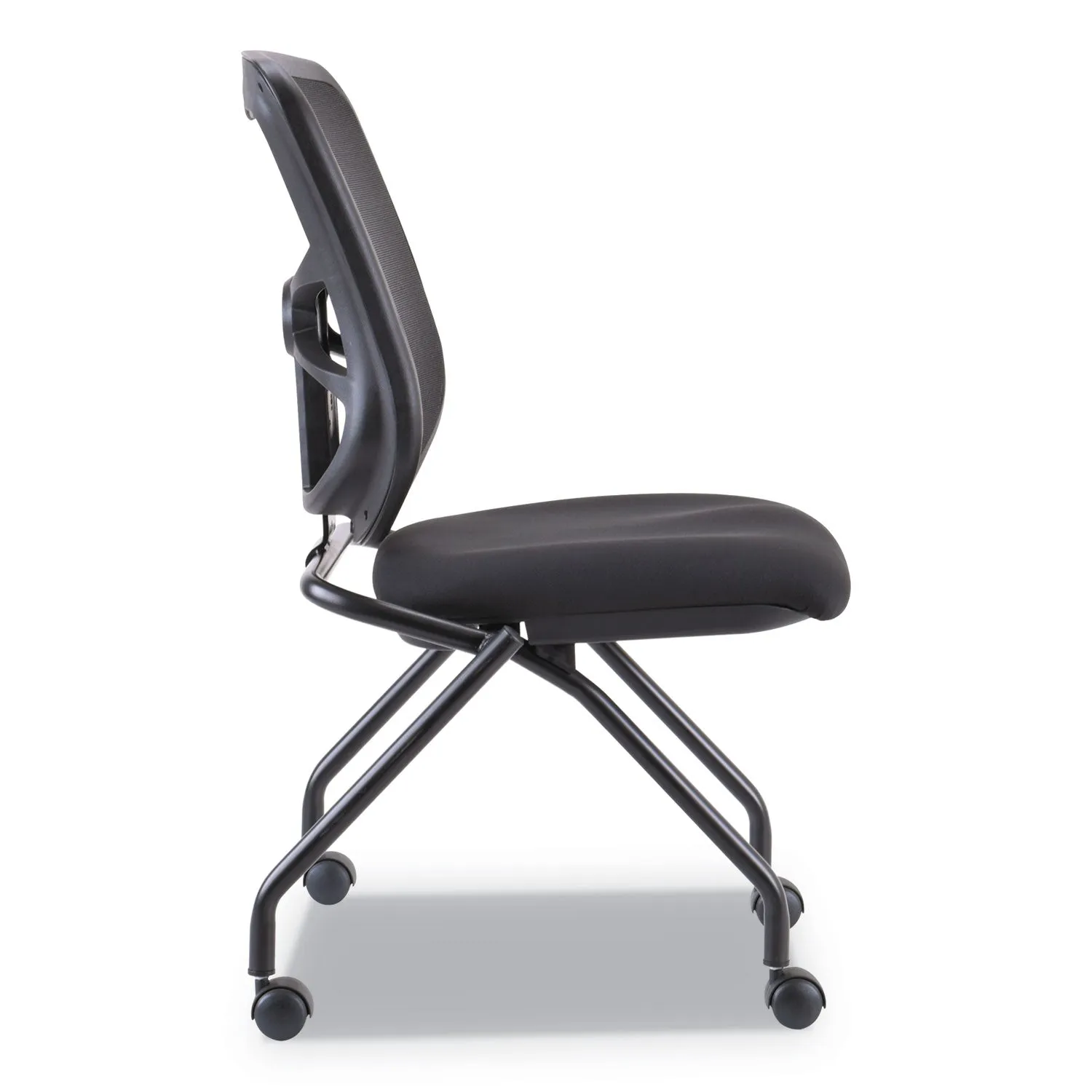 Alera® Alera Elusion Mesh Nesting Chairs, Supports Up to 275 lb, 18.1" Seat Height, Black Seat, Black Back, Black Base, 2/Carton