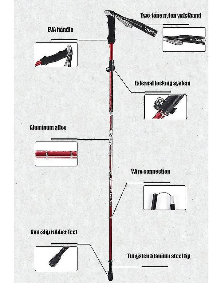Aluminum Alloy Climbing Stick - Folding Telescopic Collapsible Trekking Pole