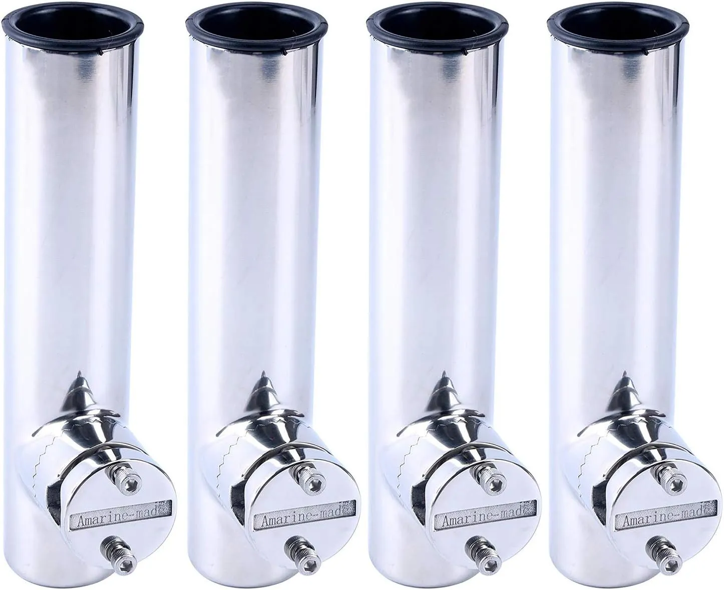 Amarine Made 4Pcs Lower Clamp Fishing Pole Rod Holder for Boat, Stainless Clamp on Fishing Rod Holder for Rails 7/8" to 1"