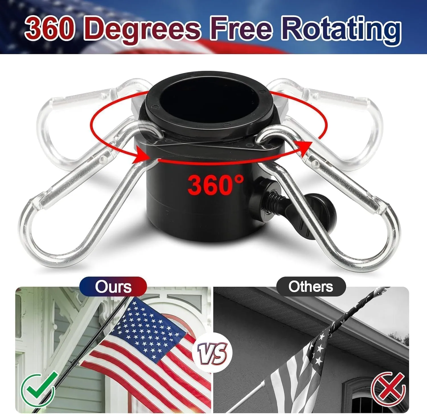 American Flag with Pole - Includes 5ft Heavy Duty Flag Pole Holder for Outside House,3x5 Embroidered US Flag and Wall Mount Bracket,Tangle Free Flagpoles Kit for Porch,Garage,Outdoor