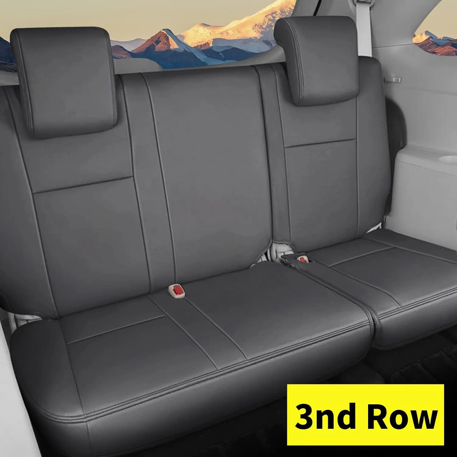AOMSAZTO Custom Fit Car Seat Covers for Toyota Highlander 2020 2021 2022 2023 2024 2025 - (Three-Rows 8 Seats,Second Row 40/60 Split) Faux Leather Deep Gray