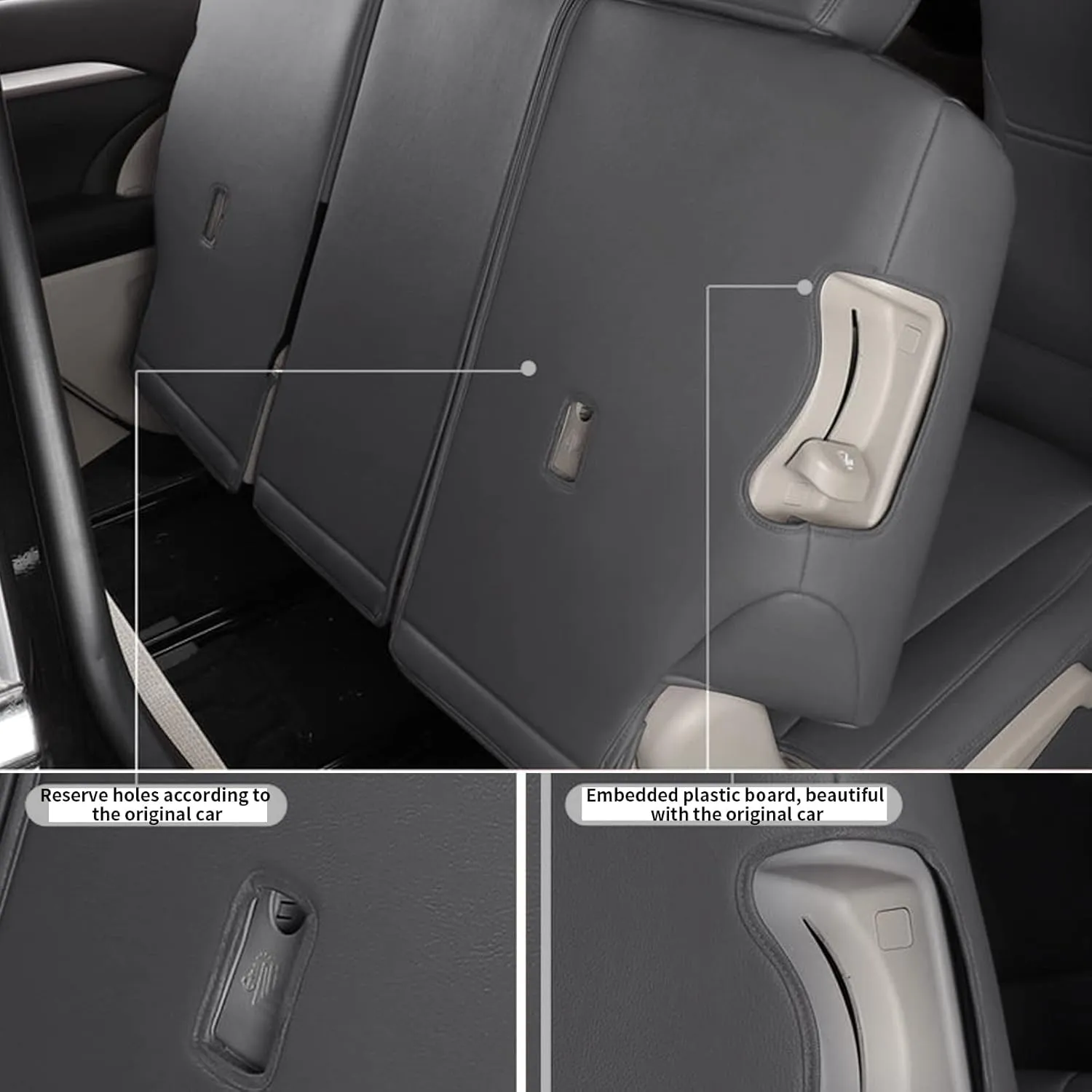 AOMSAZTO Custom Fit Car Seat Covers for Toyota Highlander 2020 2021 2022 2023 2024 2025 - (Three-Rows 8 Seats,Second Row 40/60 Split) Faux Leather Deep Gray