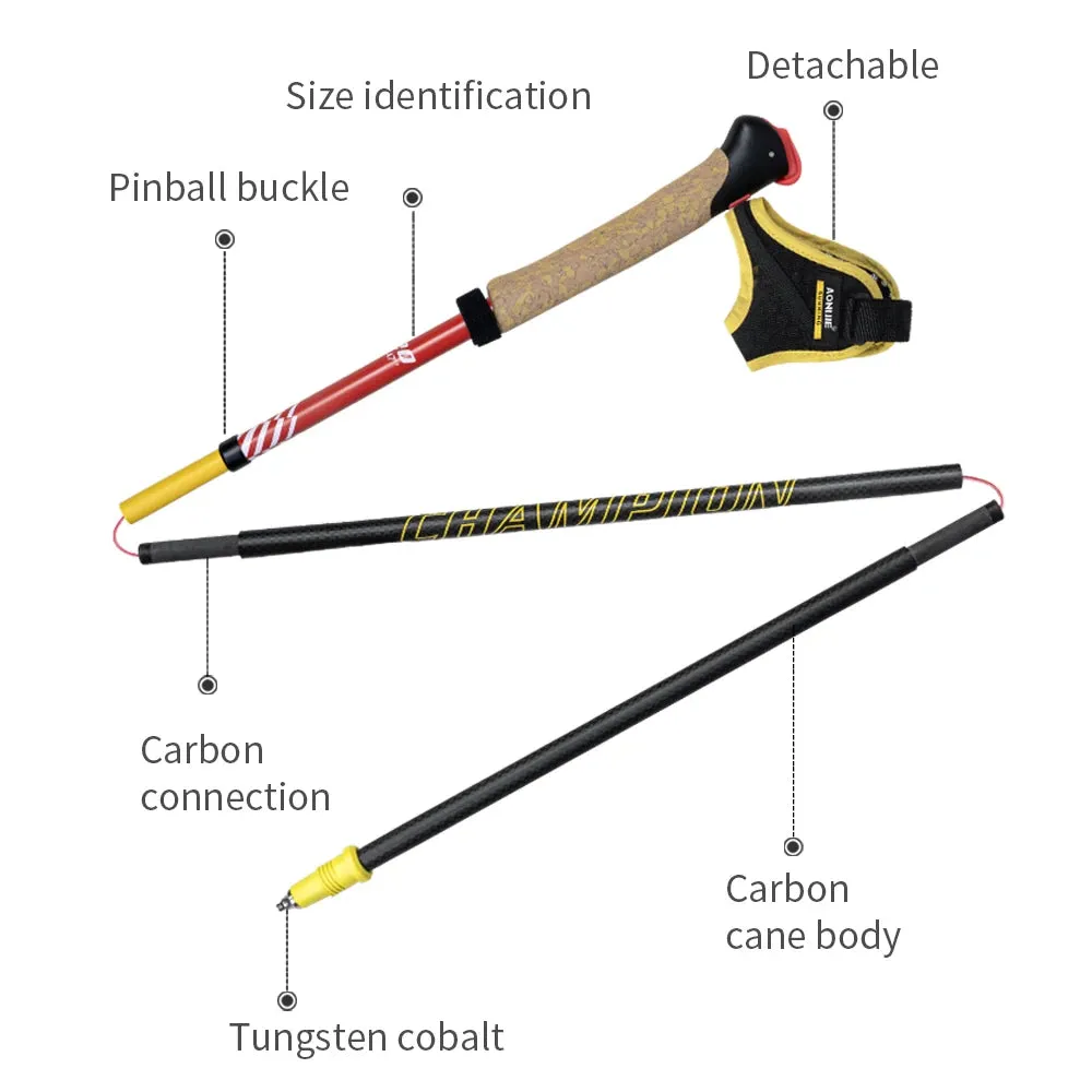 AONIJIE 2-Pack Carbon Fiber Trekking Poles – Quick-Lock & Ultralight for Hiking/Mountaineering-E4212